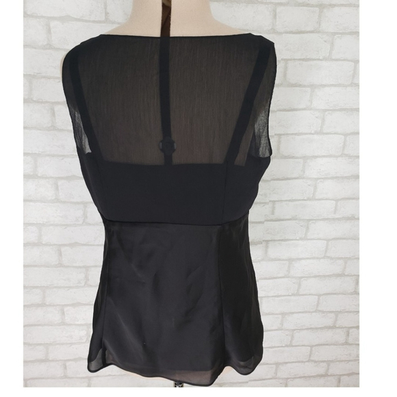 Ann Taylor LOFT | Bow Tie Semi-Sheer Black Sleeveless Blouse | 6 - Picture 3 of 5